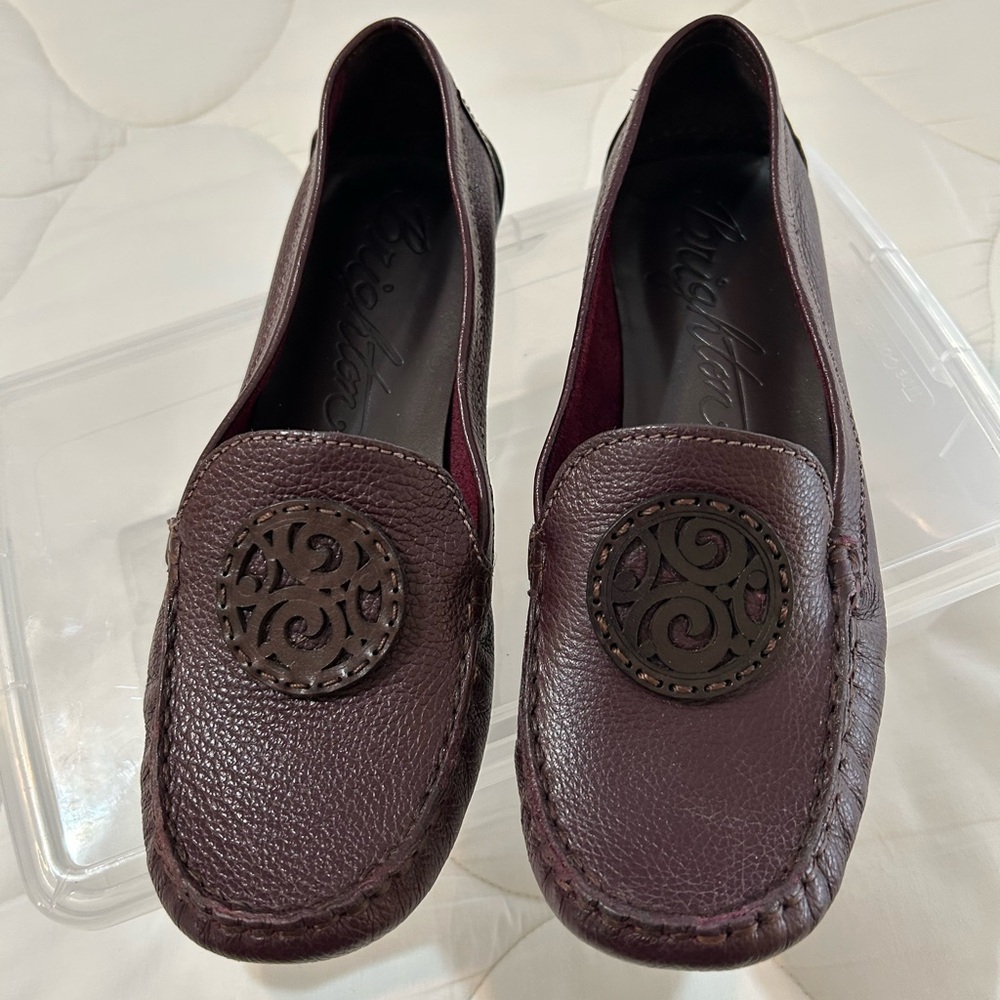 Brighton Ferrara Burgundy Leather Moccasins